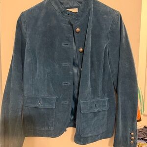 Elegant Blue Suede Women's Jacket